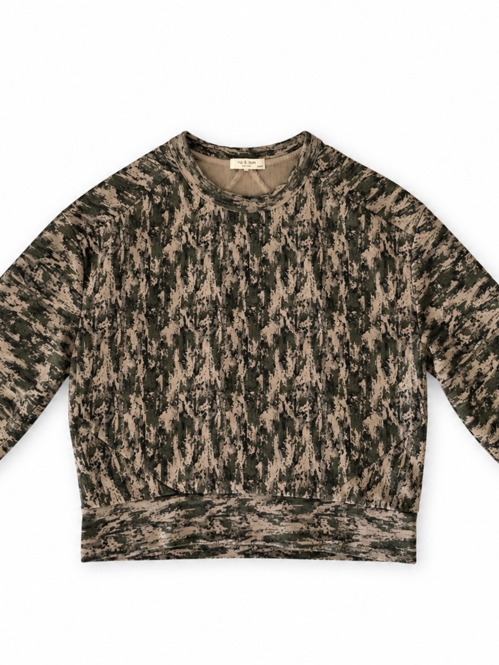 rag & bone Olive and Dark Green Camo Crewneck Sweater